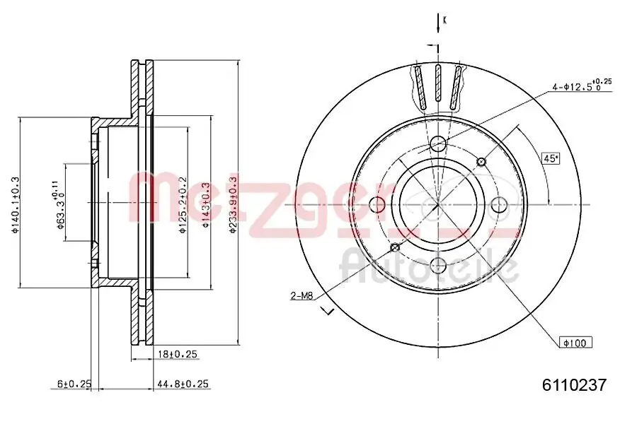 Bremsscheibe METZGER 6110237