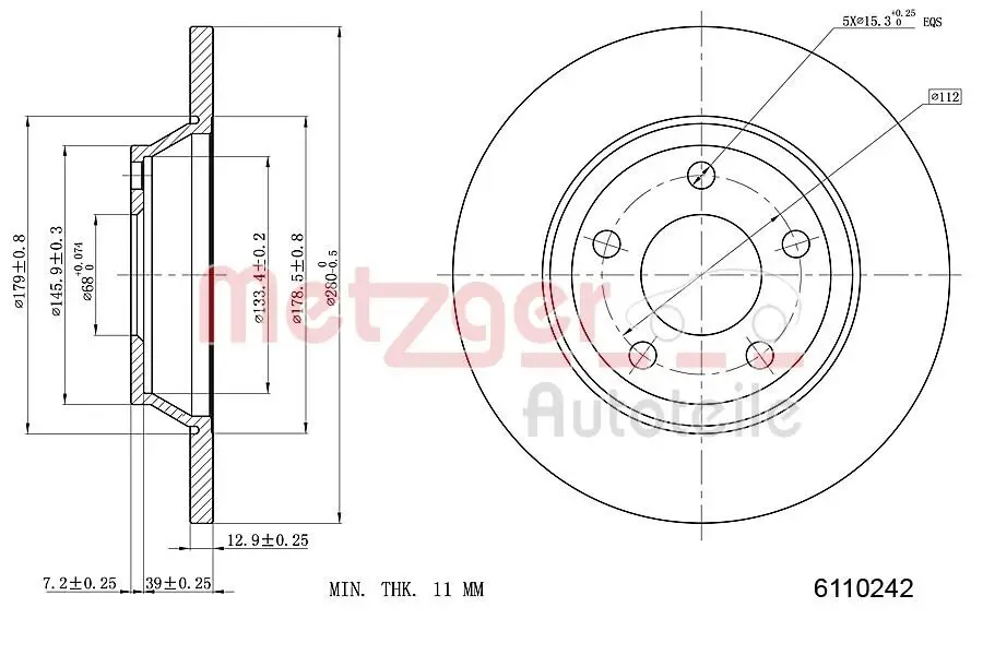 Bremsscheibe METZGER 6110242