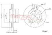 Bremsscheibe Vorderachse links Vorderachse rechts METZGER 6110257