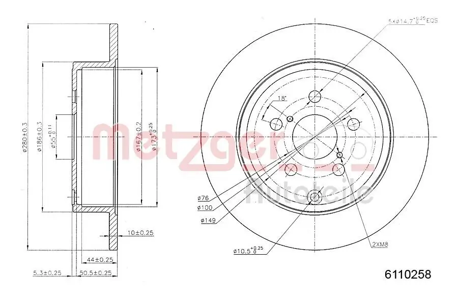 Bremsscheibe METZGER 6110258