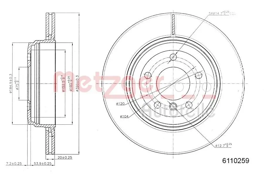 Bremsscheibe METZGER 6110259