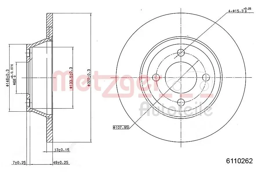 Bremsscheibe METZGER 6110262