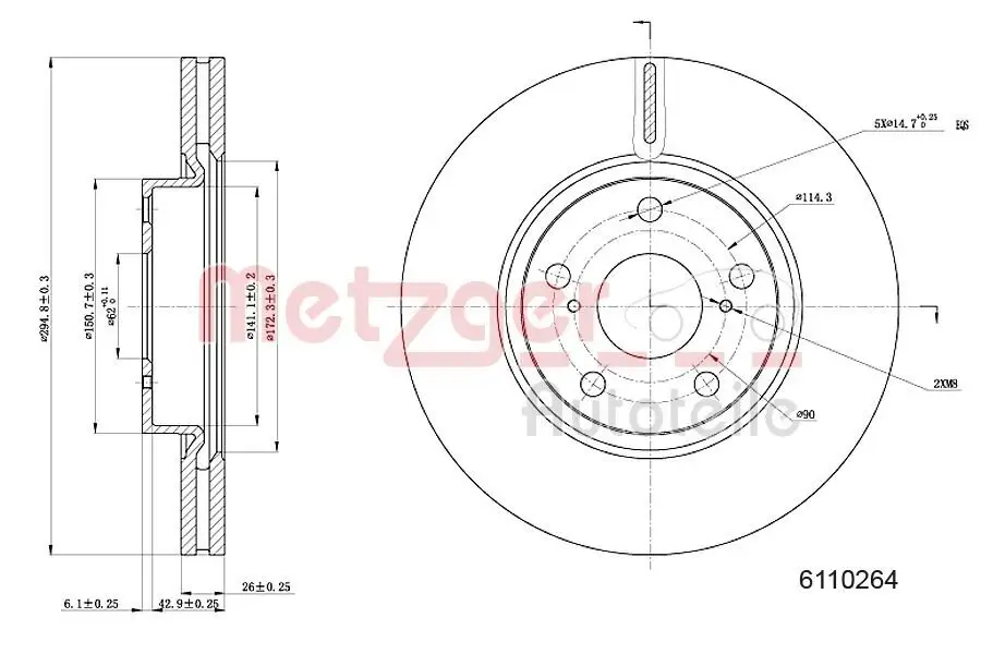 Bremsscheibe METZGER 6110264