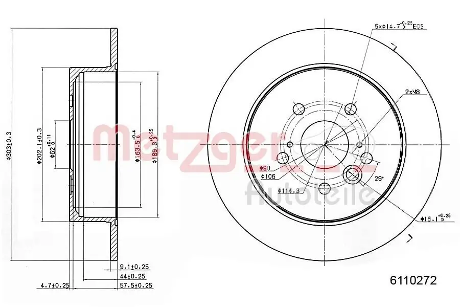 Bremsscheibe METZGER 6110272