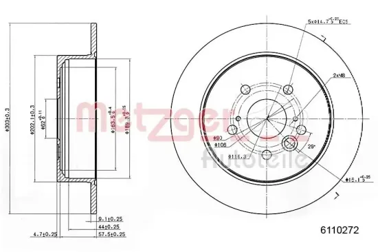 Bremsscheibe METZGER 6110272 Bild Bremsscheibe METZGER 6110272