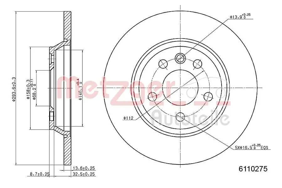 Bremsscheibe METZGER 6110275