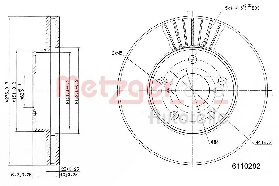 Bremsscheibe METZGER 6110282