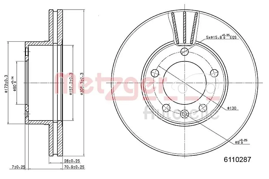 Bremsscheibe METZGER 6110287