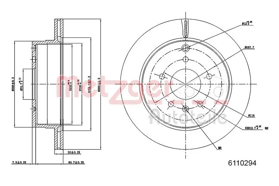 Bremsscheibe METZGER 6110294