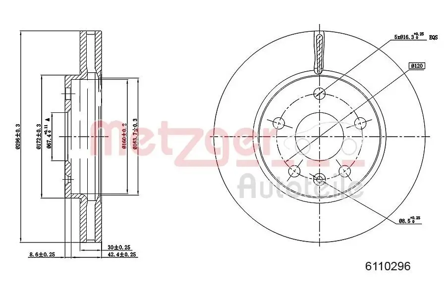 Bremsscheibe METZGER 6110296