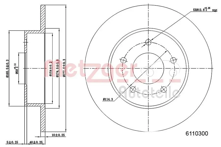 Bremsscheibe METZGER 6110300