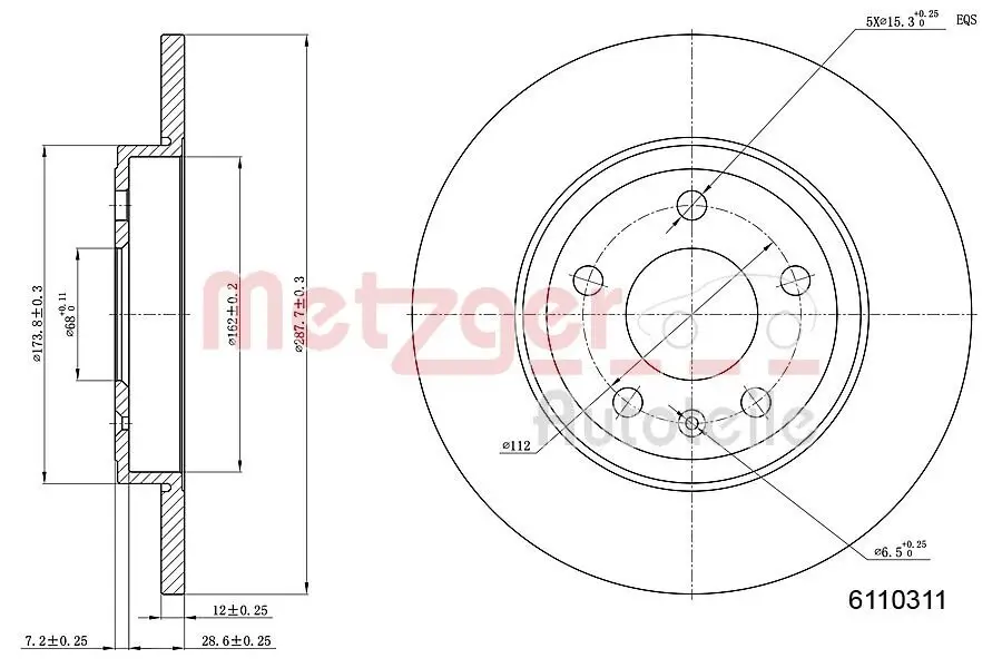 Bremsscheibe METZGER 6110311