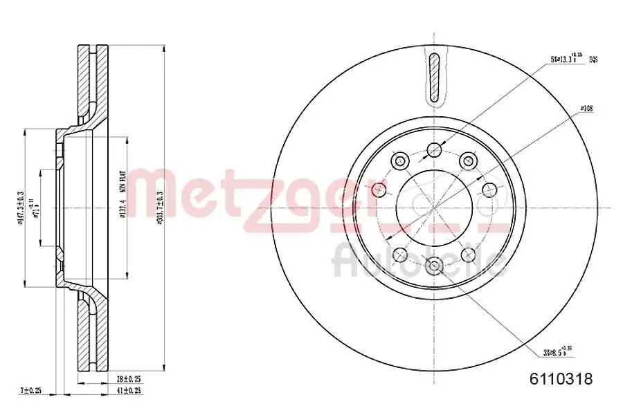 Bremsscheibe METZGER 6110318