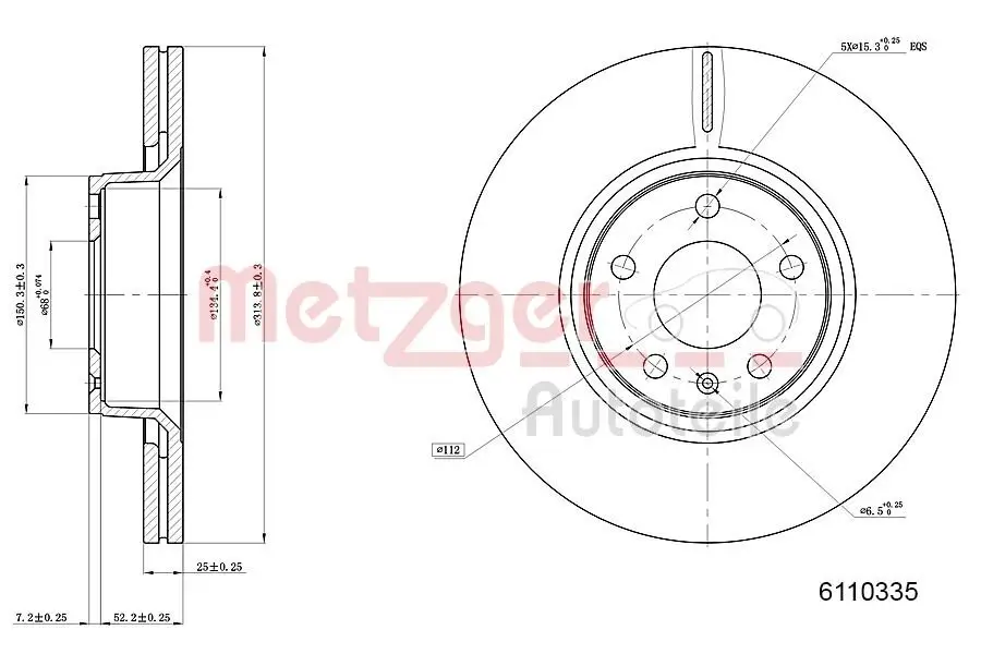 Bremsscheibe METZGER 6110335