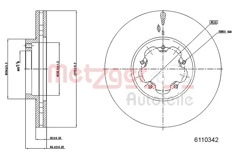 Bremsscheibe METZGER 6110342