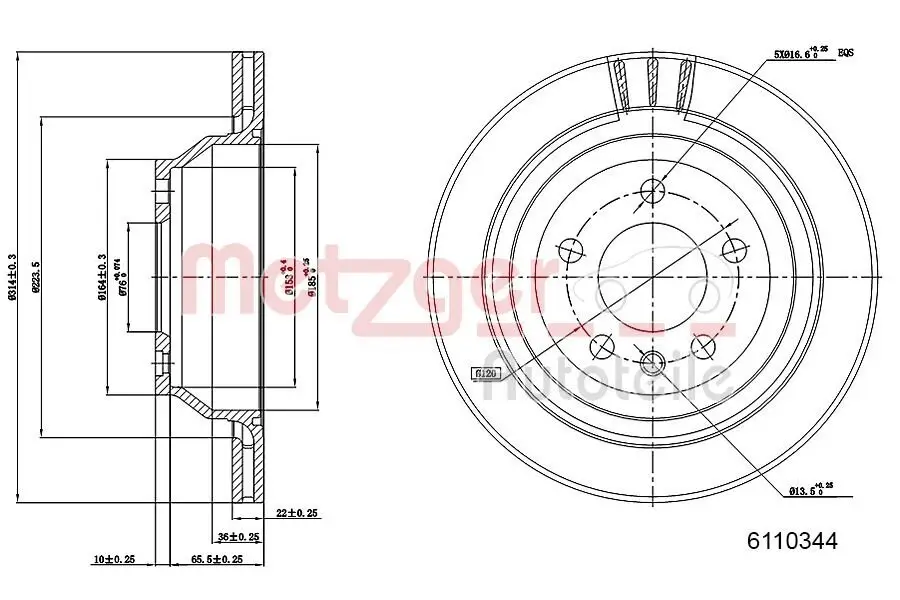 Bremsscheibe METZGER 6110344