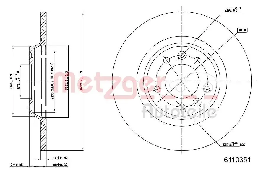 Bremsscheibe METZGER 6110351