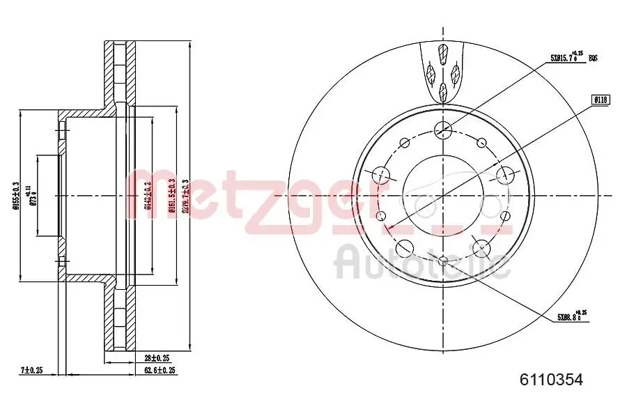 Bremsscheibe METZGER 6110354