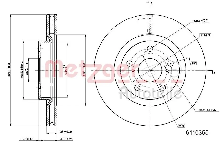 Bremsscheibe METZGER 6110355