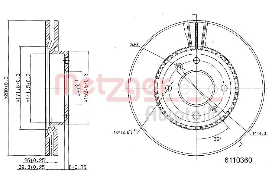 Bremsscheibe METZGER 6110360