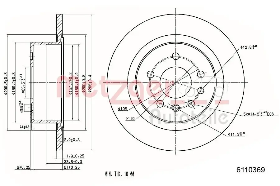 Bremsscheibe METZGER 6110369