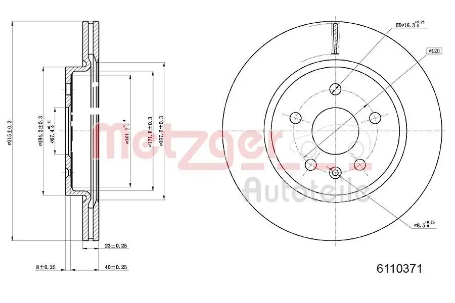 Bremsscheibe METZGER 6110371