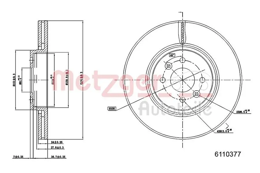 Bremsscheibe METZGER 6110377