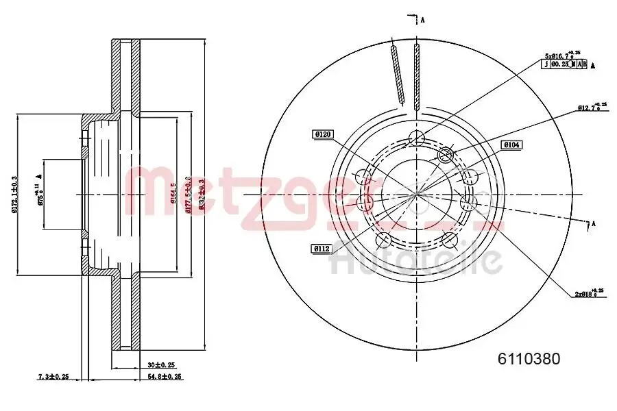 Bremsscheibe METZGER 6110380