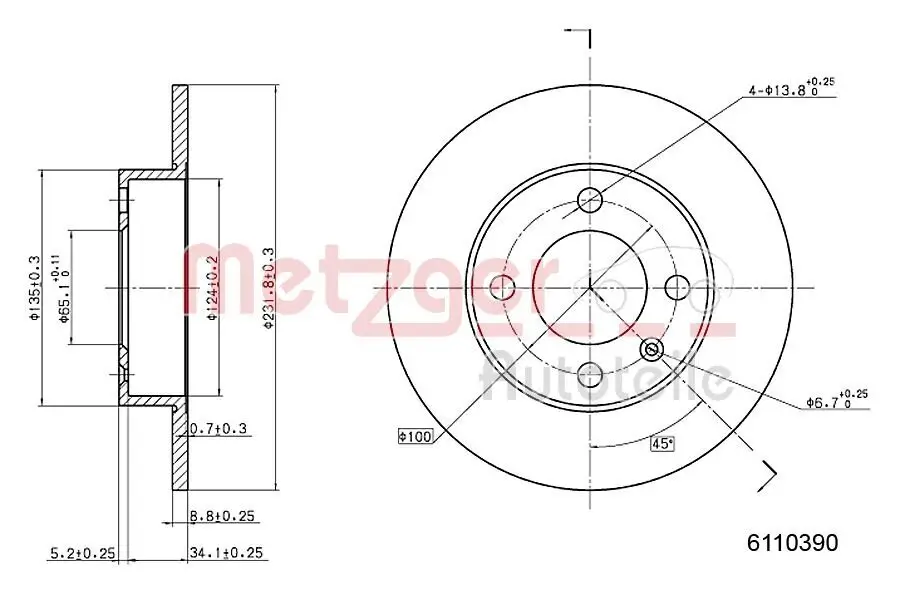 Bremsscheibe METZGER 6110390