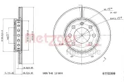 Bremsscheibe Vorderachse links Vorderachse rechts METZGER 6110399