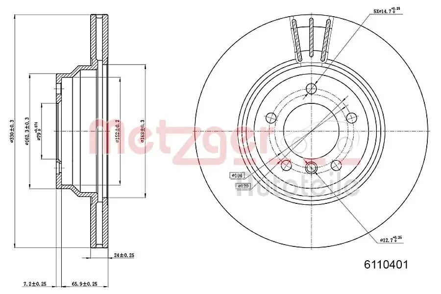 Bremsscheibe METZGER 6110401