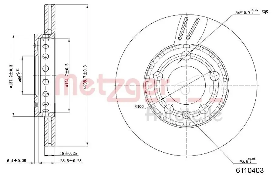 Bremsscheibe METZGER 6110403