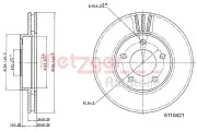 Bremsscheibe Vorderachse links Vorderachse rechts METZGER 6110421