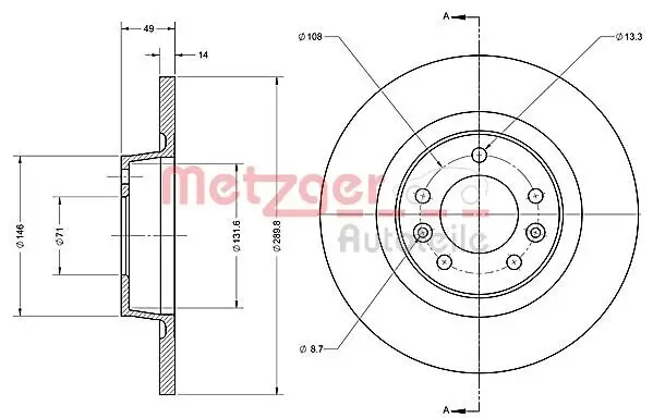 Bremsscheibe METZGER 6110422