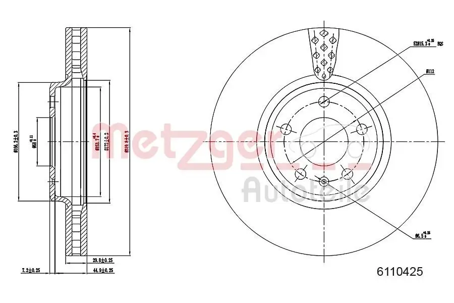 Bremsscheibe METZGER 6110425