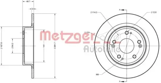 Bremsscheibe METZGER 6110426 Bild Bremsscheibe METZGER 6110426