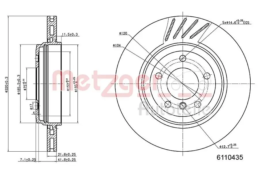 Bremsscheibe Hinterachse METZGER 6110435