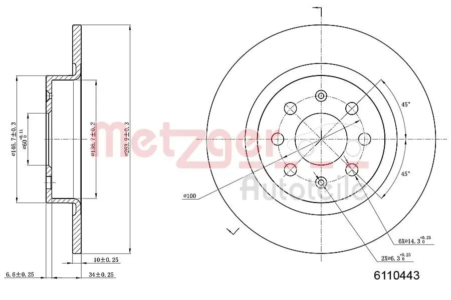 Bremsscheibe METZGER 6110443