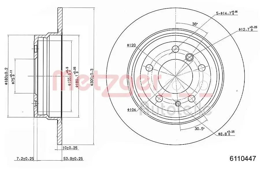 Bremsscheibe METZGER 6110447