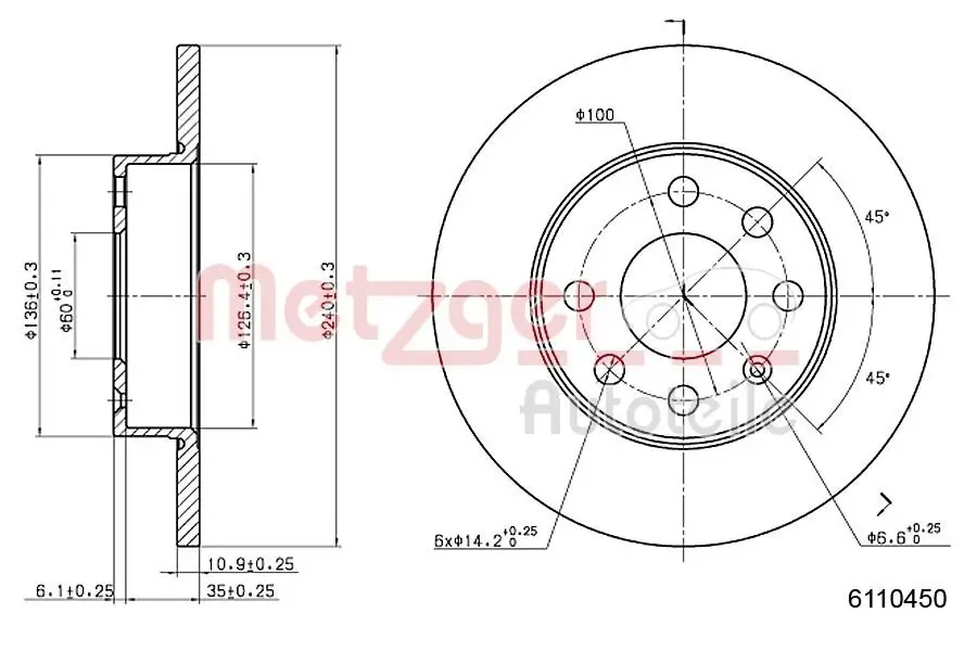 Bremsscheibe METZGER 6110450