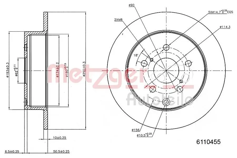 Bremsscheibe METZGER 6110455