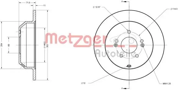 Bremsscheibe Hinterachse METZGER 6110460