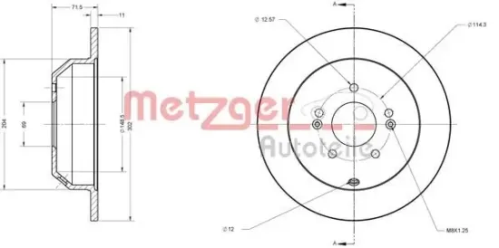 Bremsscheibe Hinterachse METZGER 6110460 Bild Bremsscheibe Hinterachse METZGER 6110460