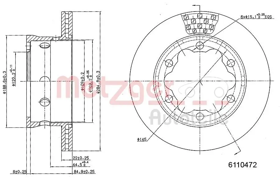 Bremsscheibe METZGER 6110472