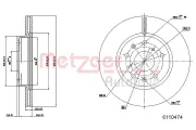 Bremsscheibe Vorderachse links Vorderachse rechts METZGER 6110474