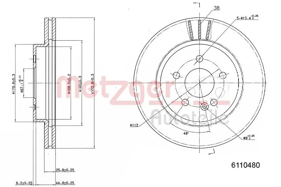 Bremsscheibe METZGER 6110480