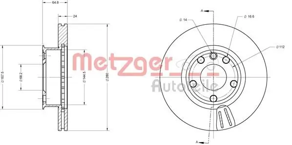 Bremsscheibe METZGER 6110484