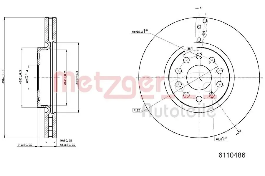 Bremsscheibe METZGER 6110486