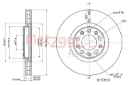 Bremsscheibe Vorderachse links Vorderachse rechts METZGER 6110519