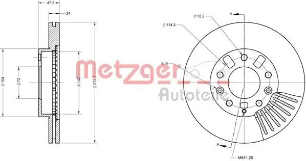 Bremsscheibe METZGER 6110523